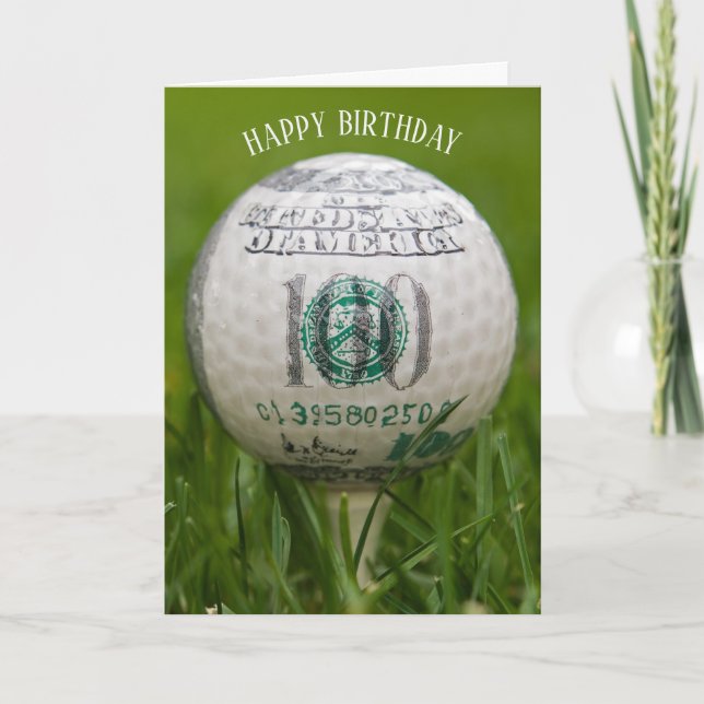 Carte boule de golf d'anniversaire avec cent billets (Devant)