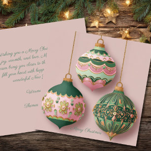 Carte Boule de Noël festive et élégante pour les vœux
