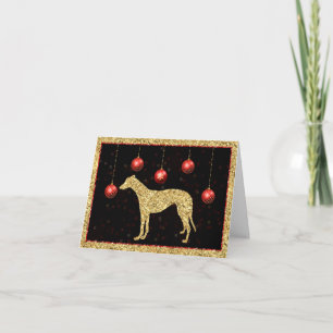 Carte Boule de Noël Greyhound Gold Glitter Noël