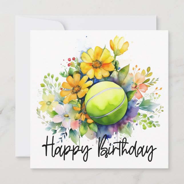 Carte Boule de tennis avec beaucoup de fleur pour la car (Devant)