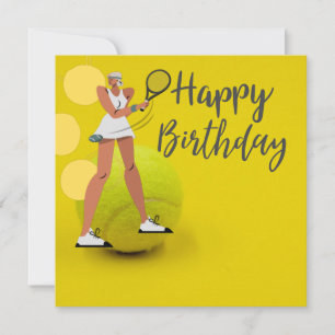 Carte Boule de tennis avec raquette sur jaune
