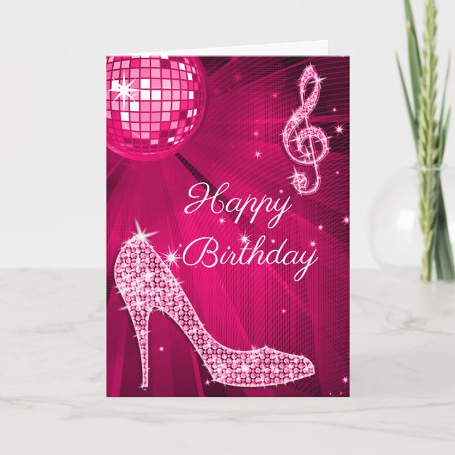 Carte Boule Disco Rose Chaud (Devant)