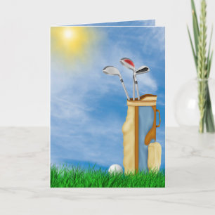 Carte boule et sac de golf de retraite dans l'herbe