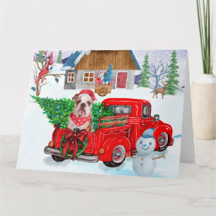 Carte Bouledogue anglais dans un camion de livraison de