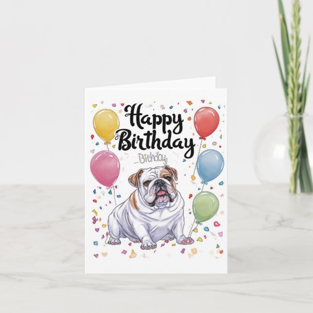 Carte Bouledogue avec Ballons (Devant)
