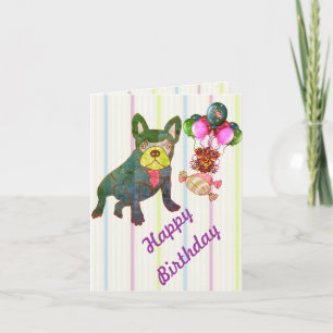 Carte Bouledogue français anniversaire French Bulldog