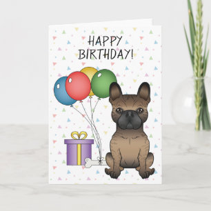 Carte Bouledogue français bringé Chien mignon Joyeux ann