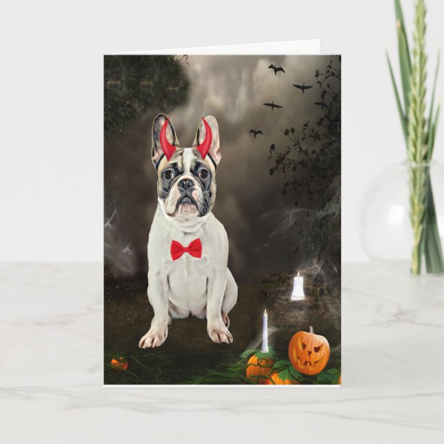 Carte Bouledogue français en costume d'Halloween  (Devant)