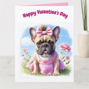 Carte Bouledogue français fleurs French Bulldog