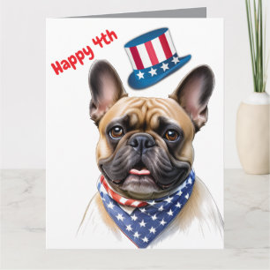 Carte Bouledogue français Happy 4 juillet French Bulldog