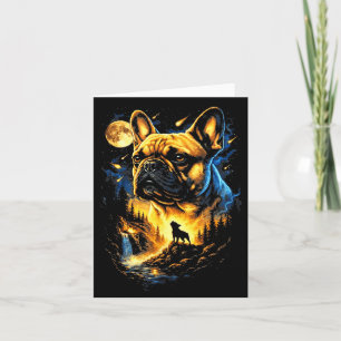 Carte Bouledogue français hurlant à la lune vintage 90s