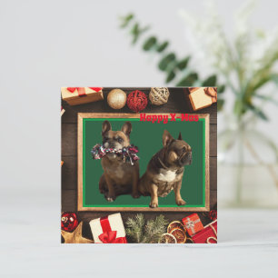 Carte Bouledogue français Joyeux Noël Bouledogue