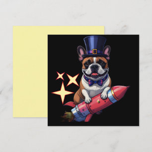 Carte Bouledogue français Nouvel An French Bulldog