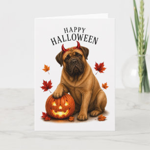 Carte Bouledogue Mastiff Diable d'Halloween