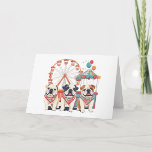 Carte Bouledogues anglais à une fête foraine