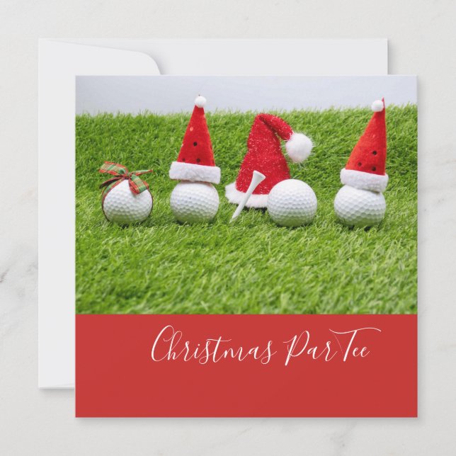 Carte Boules de golf avec chapeaux de Père Noël (Devant)