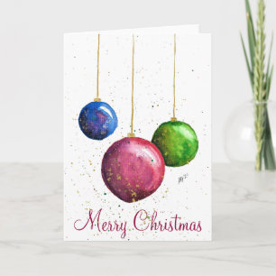Carte Boules de Noël fantaisistes et colorées