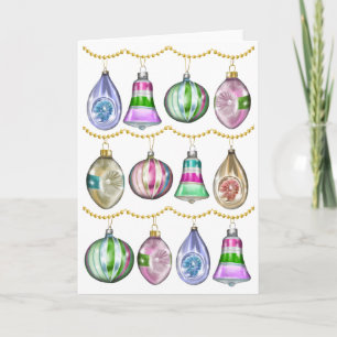 Carte Boules de Noël vintage