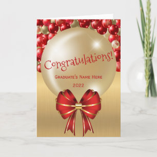 Carte Boulon rouge or tendance graduation Bow