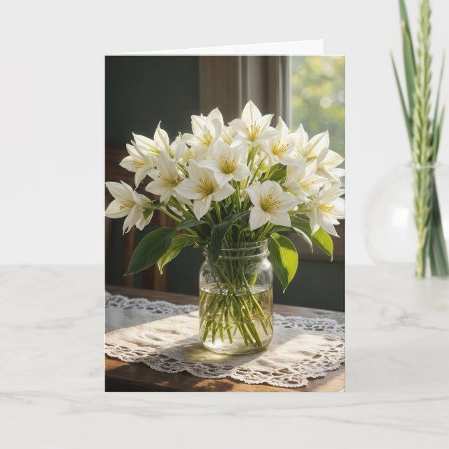 Carte Bouquet Birthday White Trilliums (Devant)