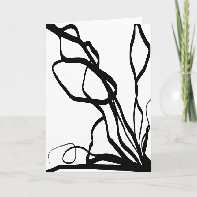 Carte Bouquet Blanc : Abstrait blanc & noir (Devant)