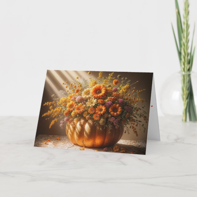 Carte Bouquet Citrouille D'Automne Pour Anniversaire (Devant)