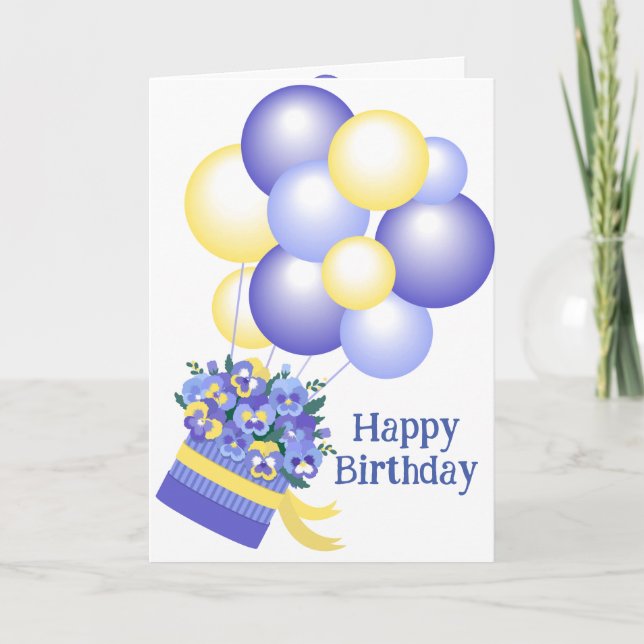 Carte Bouquet d'anniversaire Balloons Pansy Garden Fleur (Devant)