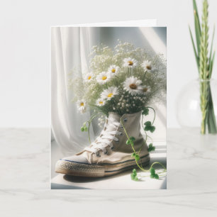 Carte Bouquet d'anniversaire Daisy dans une basket