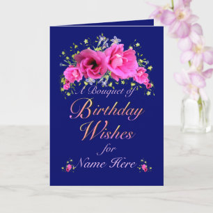 Carte Bouquet d'anniversaire de fleurs et de souhaits
