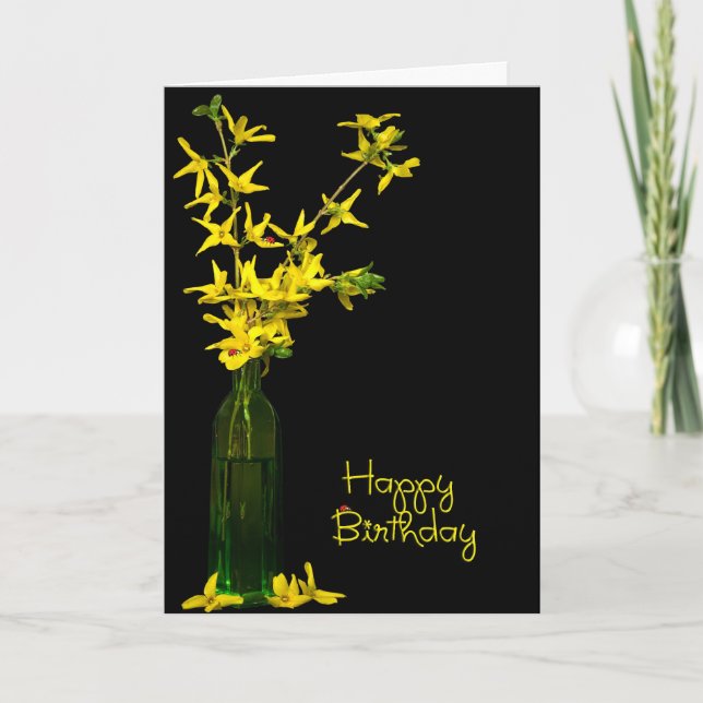 Carte Bouquet d'anniversaire de Forsythia (Devant)