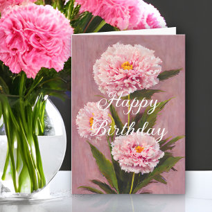 Carte Bouquet d'anniversaire de jolies oeillets roses de