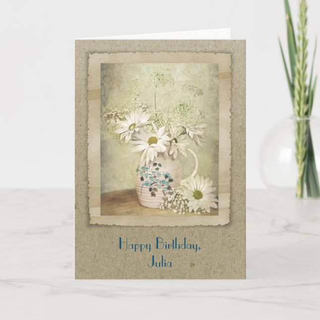 Carte Bouquet d'anniversaire de la marguerite vintage (Devant)