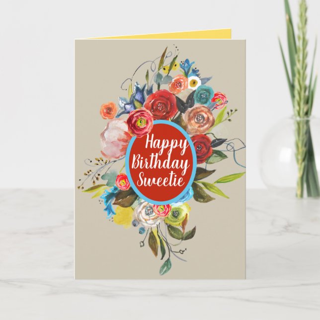 Carte Bouquet d'aquarelle douce Anniversaire (Devant)