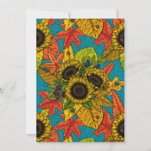 Carte Bouquet d'automne en bleu