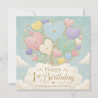 Carte Bouquet de ballons en forme de cœur pastel pour 1e