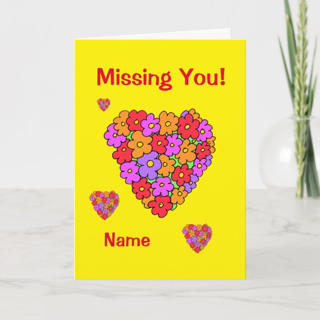 Carte Bouquet de coeur de fleurs qui vous manque (Devant)