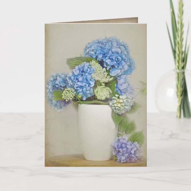 Carte bouquet de dentelle d'hortensia et de Reine Anne (Devant)