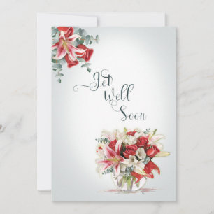 Carte Bouquet de fleuriste Lilies et Roses rouges