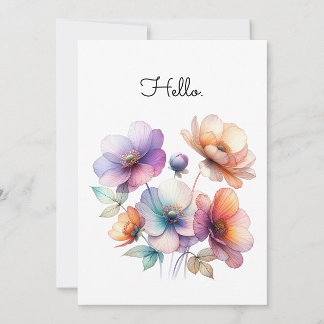 Carte Bouquet de fleurs aquarelles personnalisables (Devant)