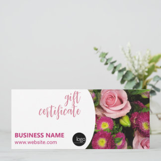 CARTE BOUQUET DE FLEURS BUSINESS LOGO CADEAU CERTIFICAT