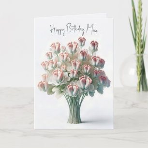 Carte Bouquet de fleurs d'anniversaire de maman avec pie