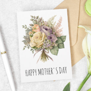 Carte Bouquet de fleurs de rose Fête des mères