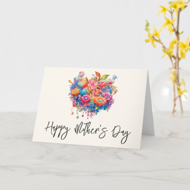 Carte Bouquet de fleurs d'été Fantaisie Boho Fête des mè (Fleur jaune)