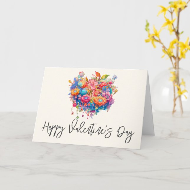 Carte Bouquet de fleurs en rose orange & bleu Saint Vale (Fleur jaune)