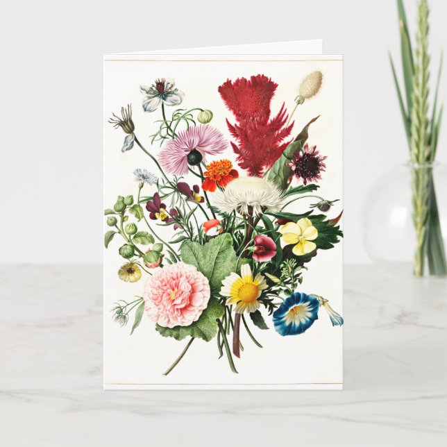 Carte Bouquet de fleurs Illustration vintage (Devant)