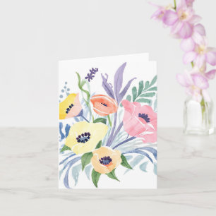 Carte Bouquet de fleurs printanières Aquarelle florale