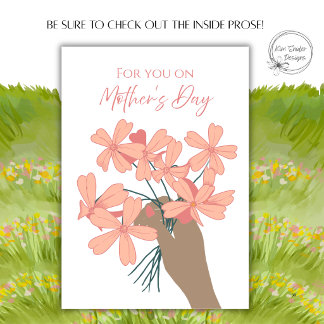 Carte Bouquet de fleurs sauvages florales roses pour la