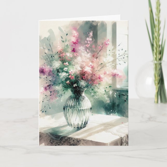 Carte Bouquet de fleurs sur une table (Devant)
