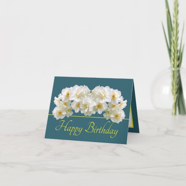 Carte Bouquet de jonquille jaune vert Jaune Joyeux anniv (Devant)