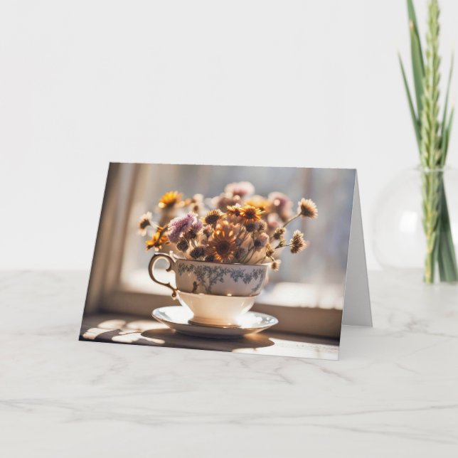 Carte Bouquet de la Coupe du Café d'Anniversaire (Devant)